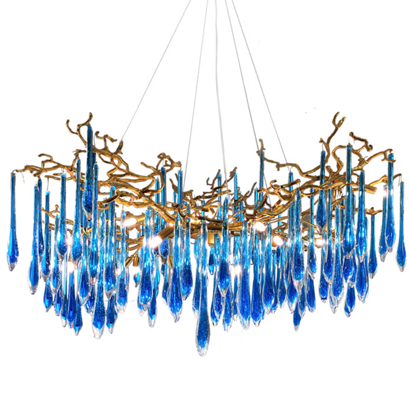 Люстра Blue Fountain Chandelier Золотой Синий Люстра Blue Fountain Chandelier Золотой Синий в Тюмени | Loft Concept