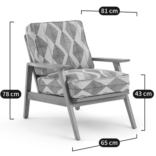 Кресло с каркасом из массива дуба Deniaud Oak Rhombus Beige Armchair Кресло с каркасом из массива дуба Deniaud Oak Rhombus Beige Armchair в Тюмени