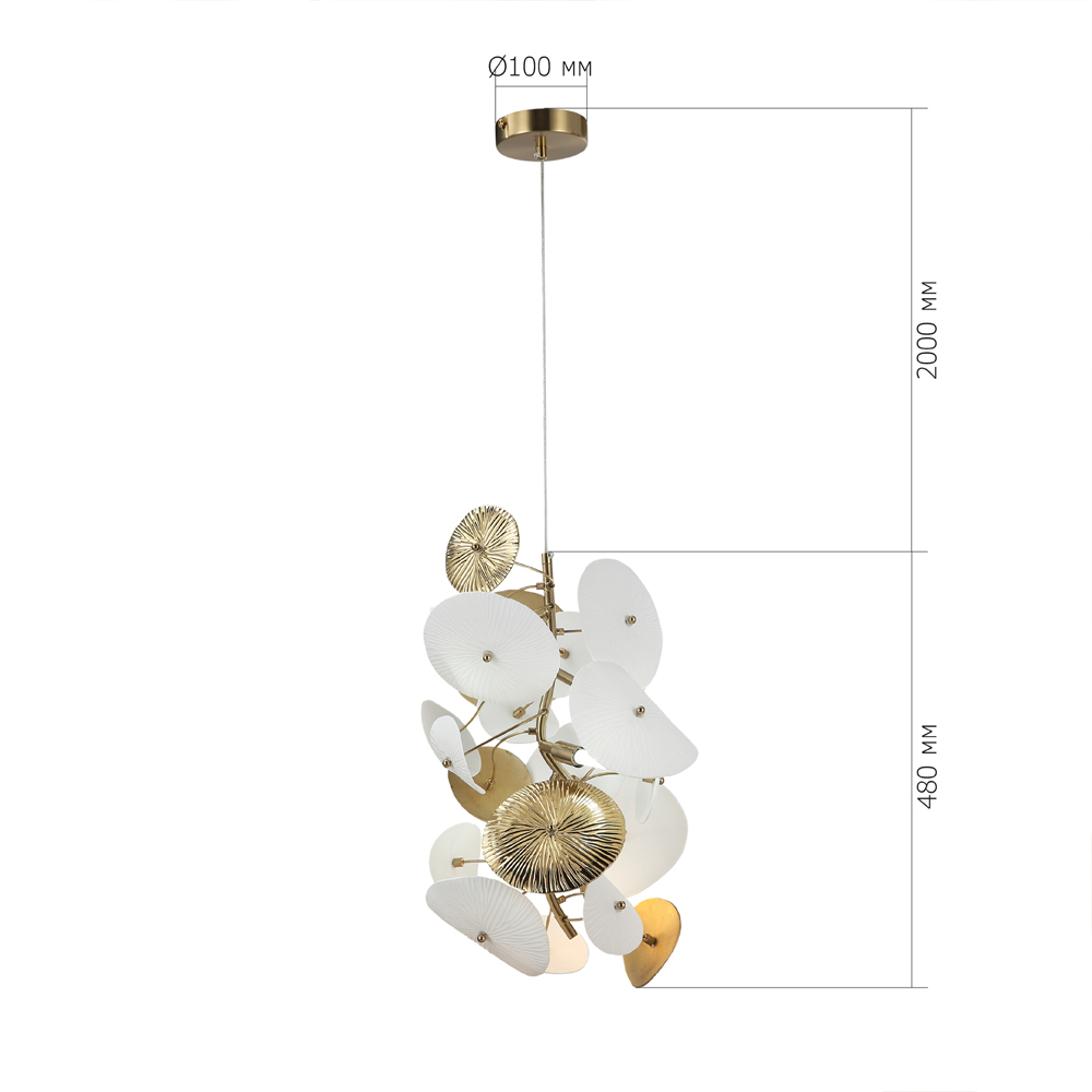 Подвесной светильник с белыми и золотистыми цветами Dahlia Flowers Lamp в Тюмени