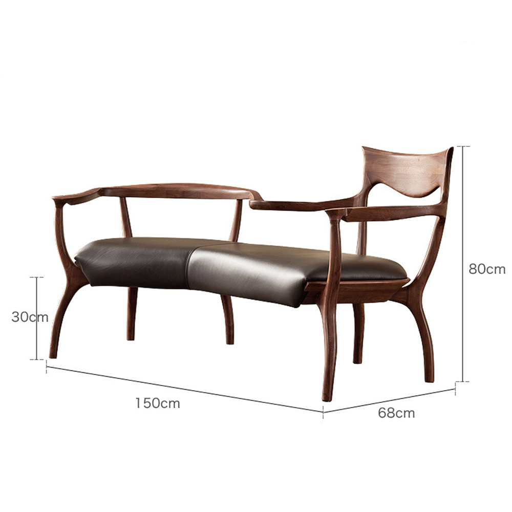 Кушетка с деревянным каркасом и сиденьем из коричневой натуральной кожи Moon Walnut Furniture Кушетка с деревянным каркасом и сиденьем из коричневой натуральной кожи Moon Walnut Furniture в Тюмени