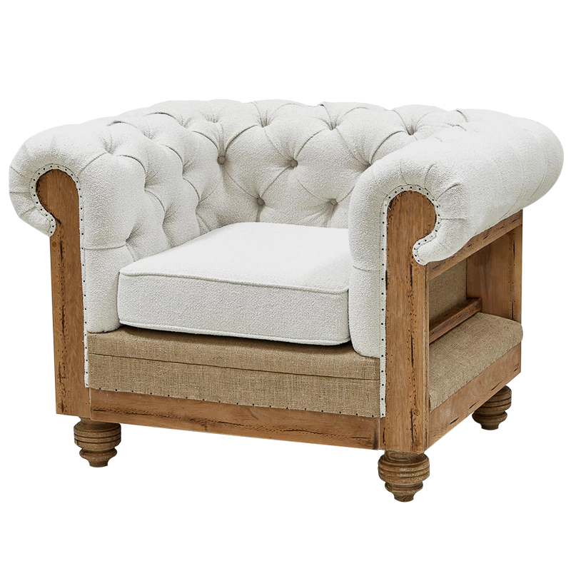 Кресло Deconstructed Chesterfield Armchair White Boucle Белый Древесина Кресло Deconstructed Chesterfield Armchair White Boucle Белый Древесина в Тюмени | Loft Concept