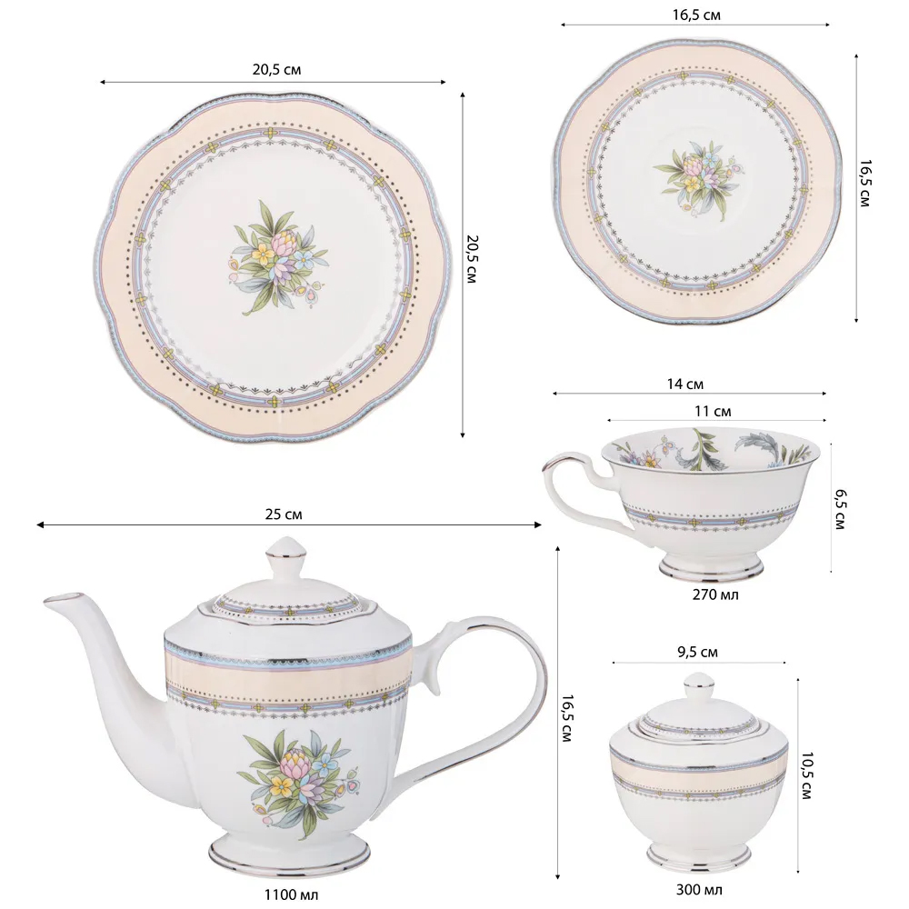 Чайный сервиз из фарфора на 6 персон 20 предметов Tea Flower Set Чайный сервиз из фарфора на 6 персон 20 предметов Tea Flower Set в Тюмени