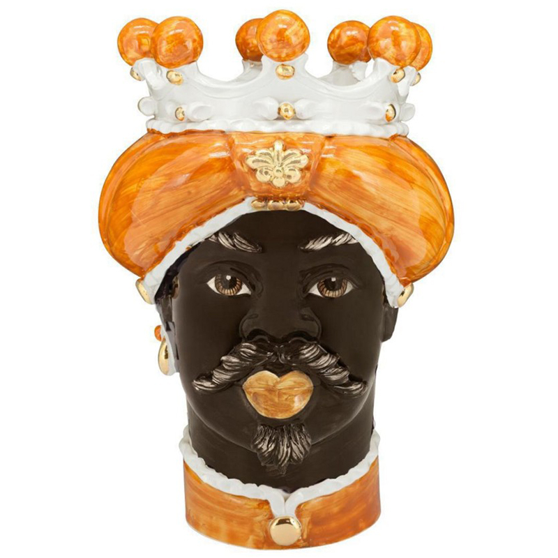 Ваза Vase Moro Man Medium New Ocher Оранжевый Коричневый Белый Золотой Ваза Vase Moro Man Medium New Ocher Оранжевый Коричневый Белый Золотой в Тюмени | Loft Concept