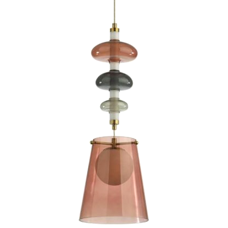 Подвесной светильник Contemporan Pink с цветным стеклом Серый Бронза Розовый Подвесной светильник Contemporan Pink с цветным стеклом Серый Бронза Розовый в Тюмени | Loft Concept