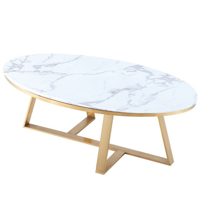 Кофейный стол Marble Oval Table Латунь Белый Кофейный стол Marble Oval Table Латунь Белый в Тюмени | Loft Concept