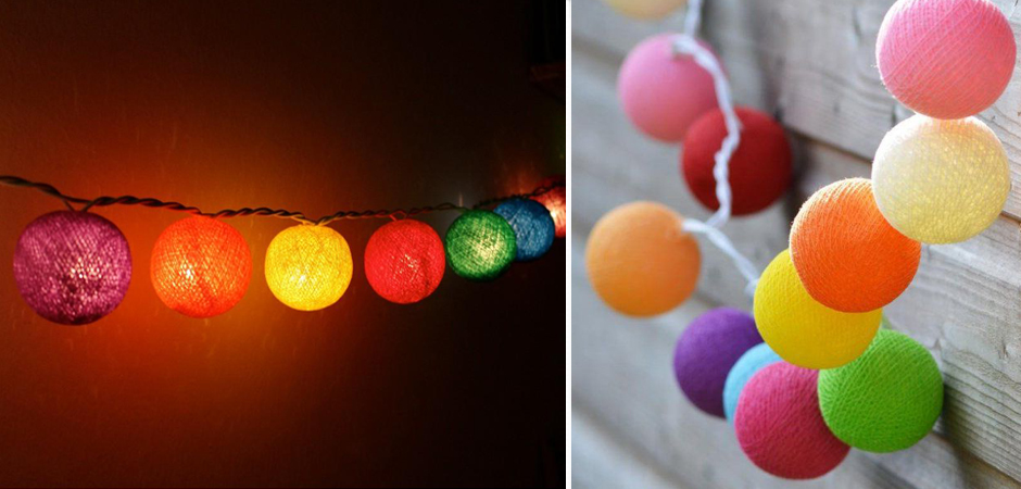 Гирлянда хлопковые фонарики Сotton Ball Rainbow - Loft-Concept в Тюмени