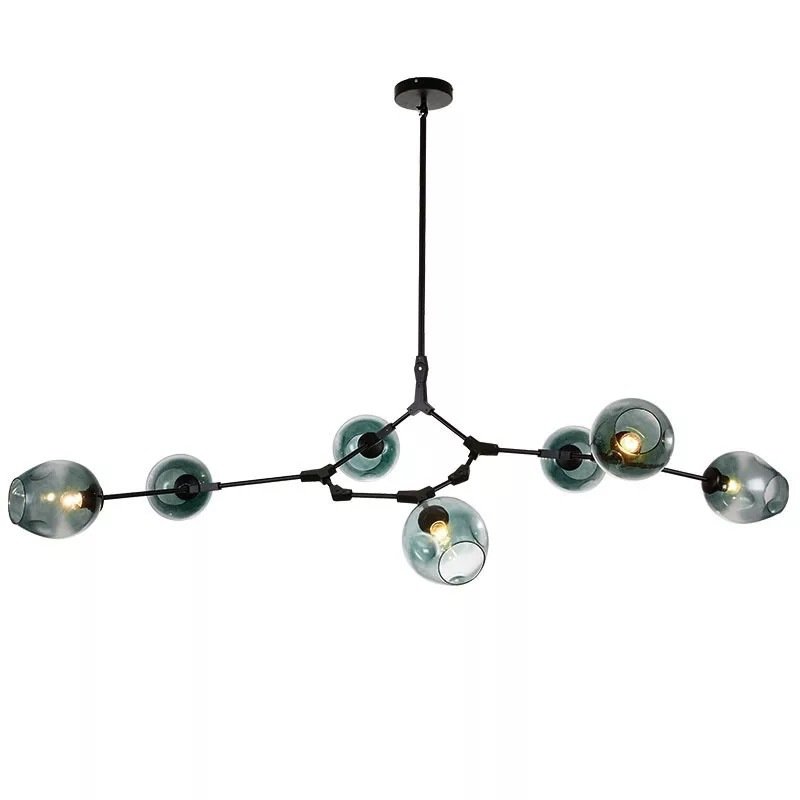 Люстра Сrumpled Glass Bubble Chandelier blue Glass Черный Голубой пастельный Люстра Сrumpled Glass Bubble Chandelier blue Glass Черный Голубой пастельный в Тюмени | Loft Concept