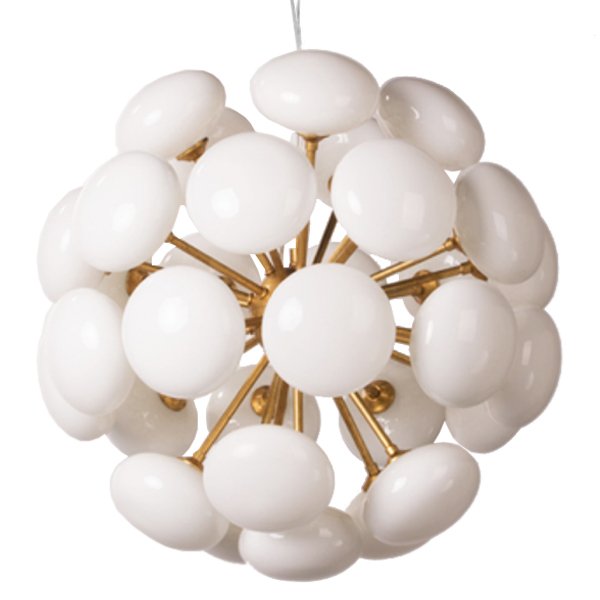 Люстра Mid-Century Sputnik Milk Glass Chandelier Золотой Прозрачный белый Люстра Mid-Century Sputnik Milk Glass Chandelier Золотой Прозрачный белый в Тюмени | Loft Concept
