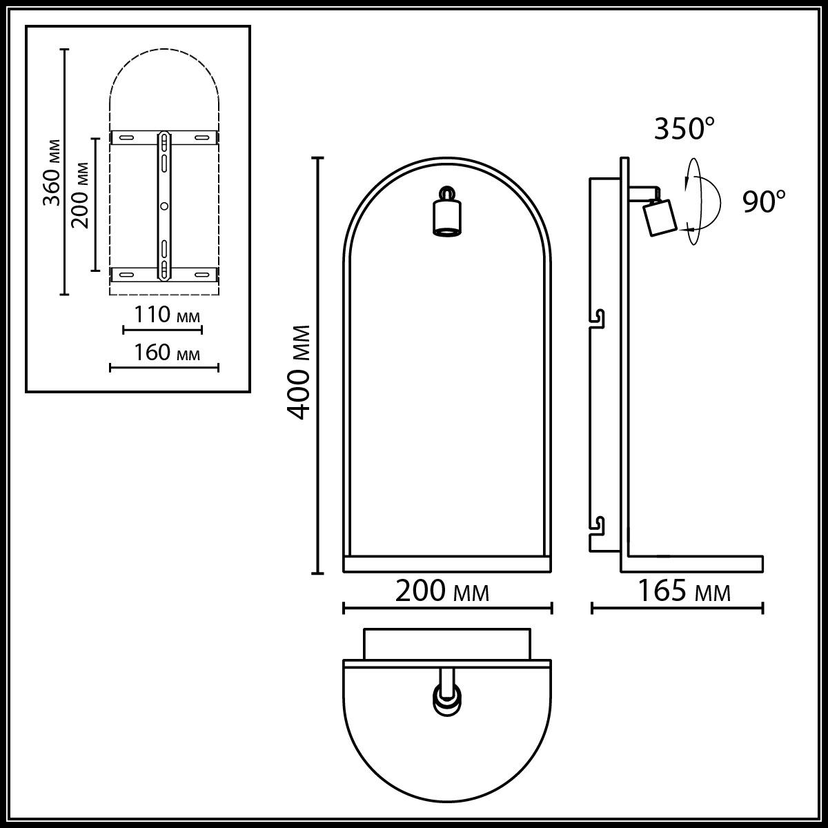 Настенный светильник зеленого цвета с черной рамкой овальной формы с полкой Herbarium  в Тюмени