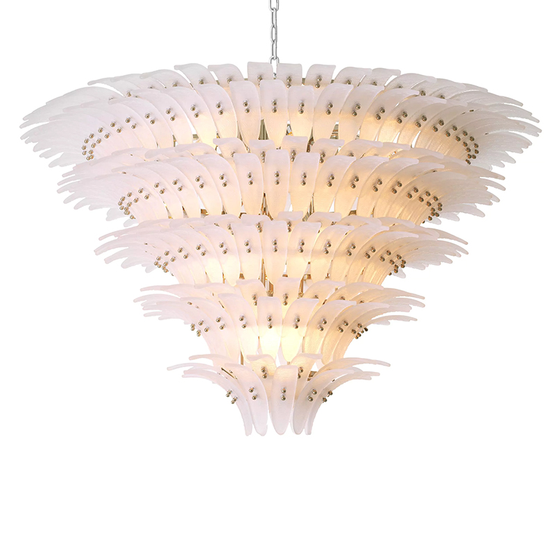 Люстра Philipp Plein Chandelier Bel Air XL Белая Хром Белое матовое стекло Люстра Philipp Plein Chandelier Bel Air XL Белая Хром Белое матовое стекло в Тюмени | Loft Concept