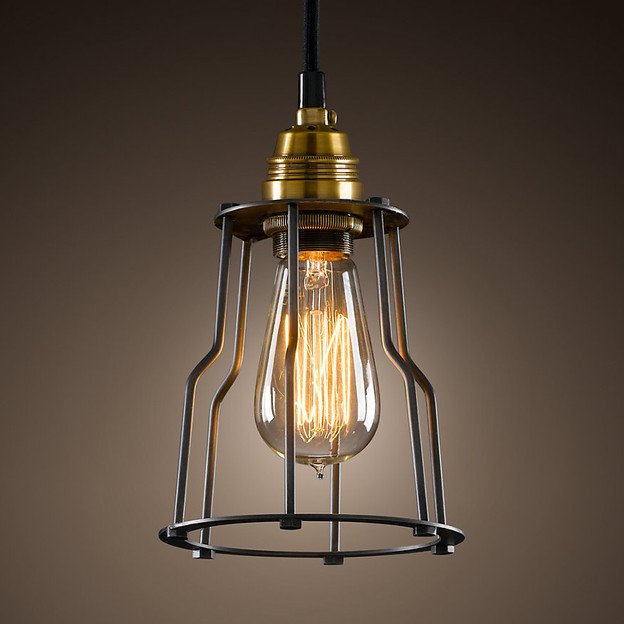 Подвесной светильник Loft Industrial Cage Filament Pendant Бронза Черный Подвесной светильник Loft Industrial Cage Filament Pendant Бронза Черный в Тюмени | Loft Concept