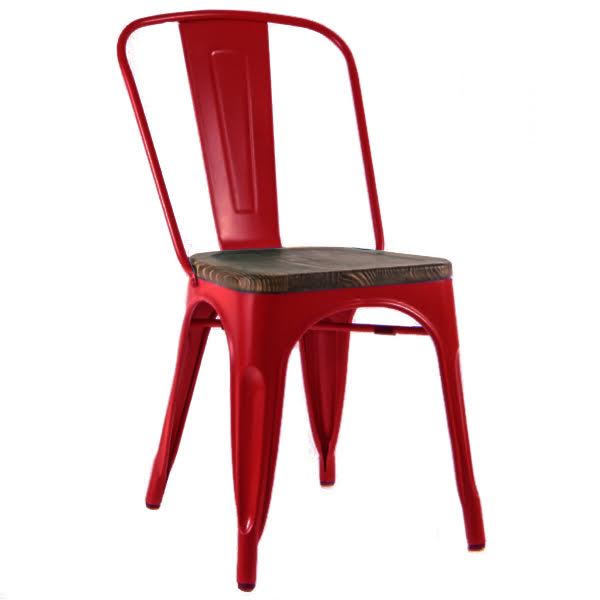 Кухонный стул Tolix Chair Wood Red Красный Красный Коричневый Кухонный стул Tolix Chair Wood Red Красный Красный Коричневый в Тюмени | Loft Concept