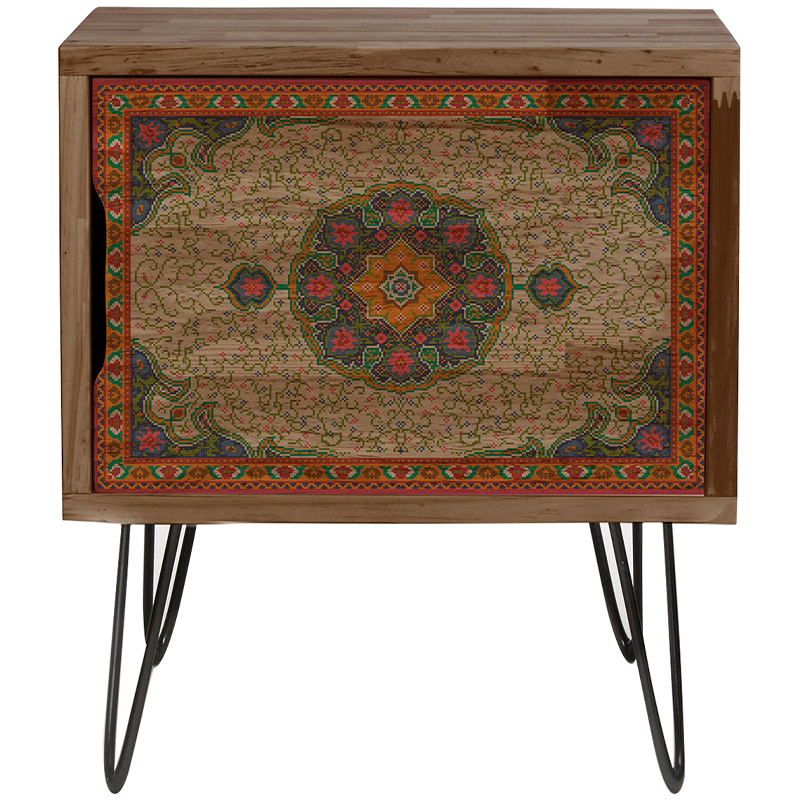 Тумба деревянная с узорами на дверце Persian Carpet Print Nightstand Коричневый Красный Синий Зеленый Тумба деревянная с узорами на дверце Persian Carpet Print Nightstand Коричневый Красный Синий Зеленый в Тюмени | Loft Concept