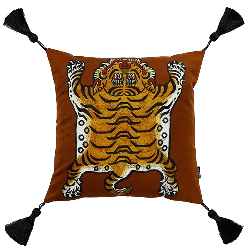 Коричневая Подушка Тибетский Тигр TIBETAN TIGER Коричневый Золотой Бежевый Коричневая Подушка Тибетский Тигр TIBETAN TIGER Коричневый Золотой Бежевый в Тюмени | Loft Concept