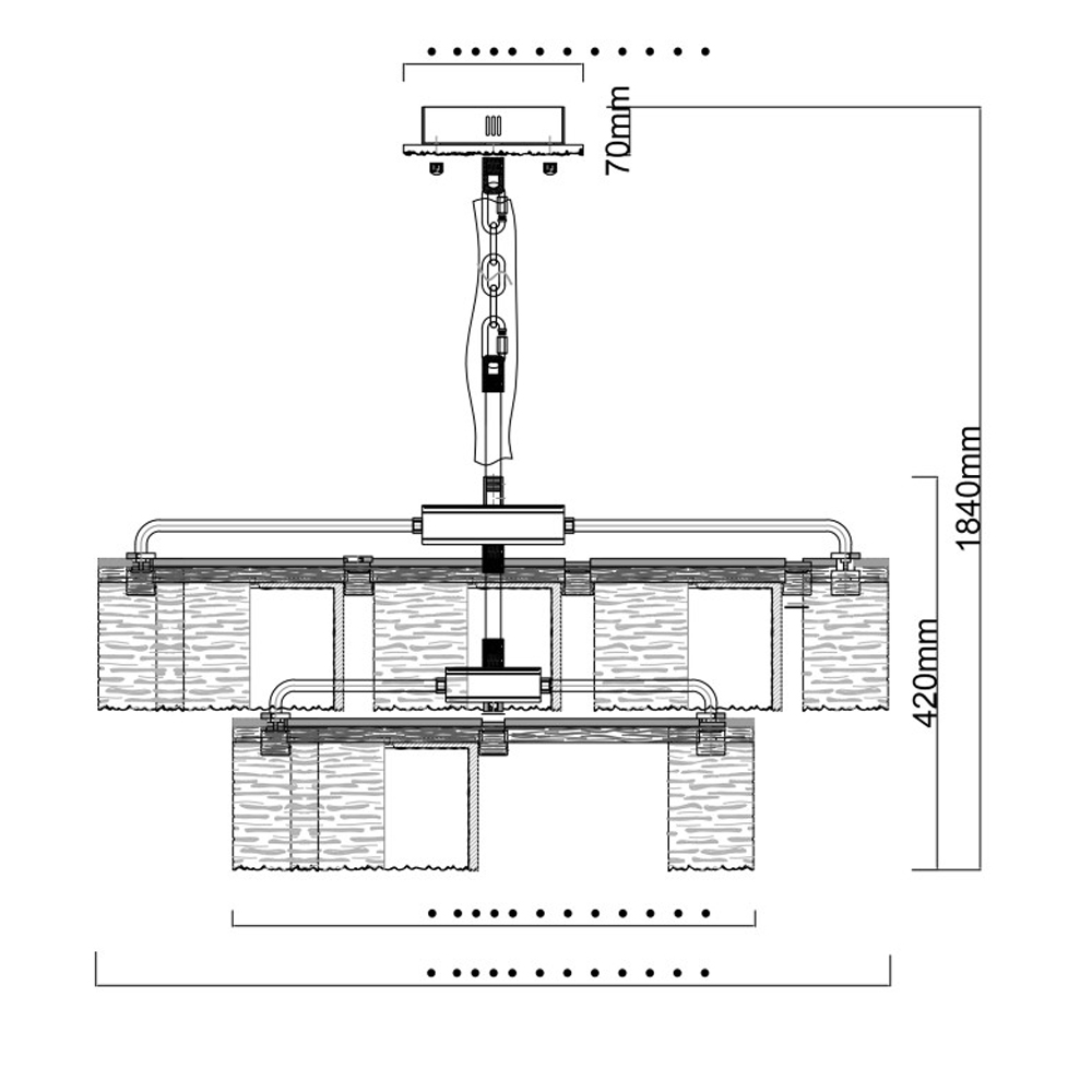 Люстра двухъярусная с текстурными овальными абажурами Splendor Palace Style в Тюмени