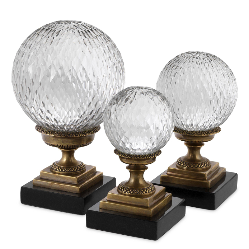 Аксессуары Eichholtz Object Divani set of 3 Черный Прозрачный Винтажная латунь Аксессуары Eichholtz Object Divani set of 3 Черный Прозрачный Винтажная латунь в Тюмени | Loft Concept