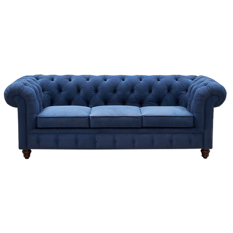 Диван Mini Kensington Sofa triple blue velor Сапфирово-синий Коричневый Диван Mini Kensington Sofa triple blue velor Сапфирово-синий Коричневый в Тюмени | Loft Concept