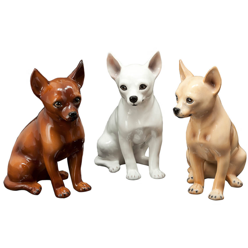 Набор статуэток Abhika CHIHUAHUA SET Коричневый Белый Бежевый Набор статуэток Abhika CHIHUAHUA SET Коричневый Белый Бежевый в Тюмени | Loft Concept