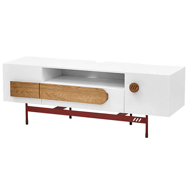 ТВ-тумба White and Wood Minimalism Белый Древесина Бургундский красный ТВ-тумба White and Wood Minimalism Белый Древесина Бургундский красный в Тюмени | Loft Concept