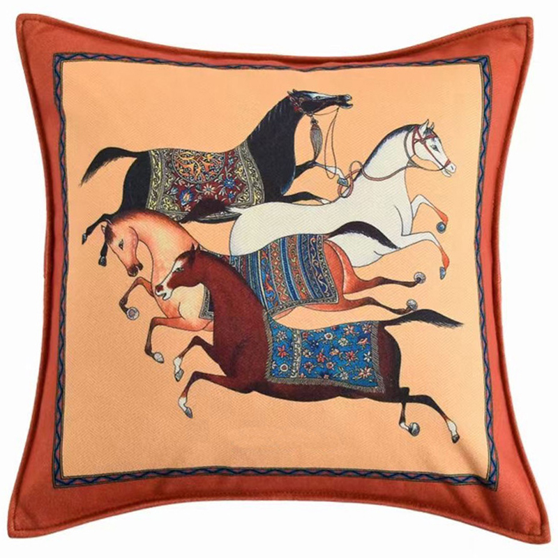 Декоративная подушка Hermes Horse 39 Оранжевый Мульти Декоративная подушка Hermes Horse 39 Оранжевый Мульти в Тюмени | Loft Concept
