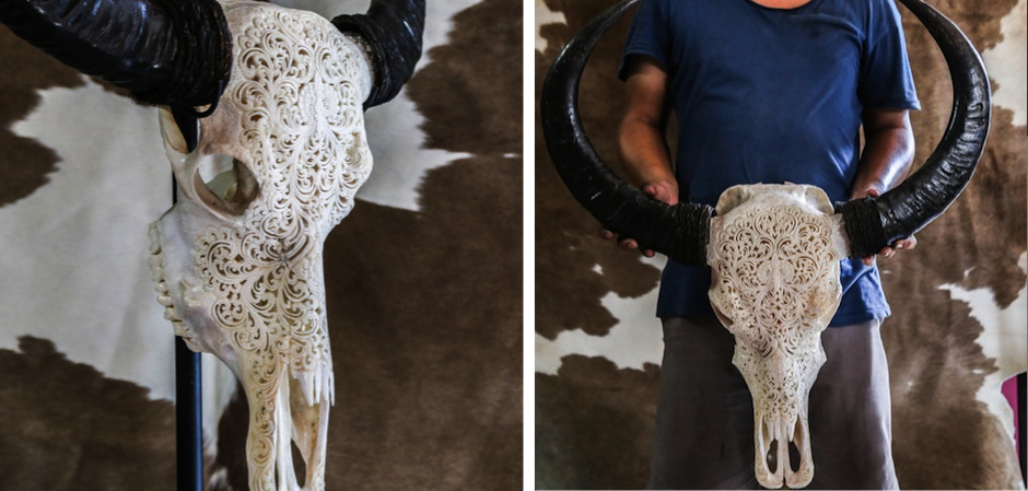 Череп буйвола с резьбой Buffalo Skull Tribal Carving Череп буйвола с резьбой Buffalo Skull Tribal Carving - Loft-Concept в Тюмени