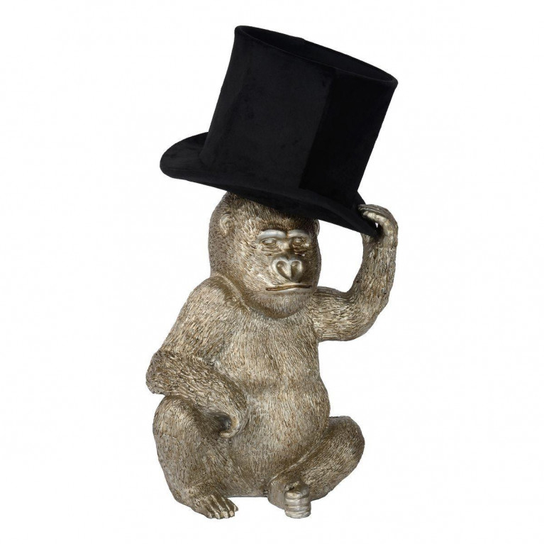Настольная лампа с Обезьяной Funny Gorilla with a hat Черный Золотой Настольная лампа с Обезьяной Funny Gorilla with a hat Черный Золотой в Тюмени | Loft Concept