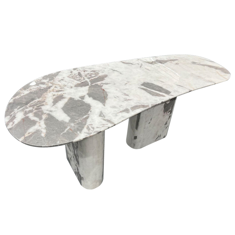 Обеденный стол Ernest Grey Marble Dining Table Серый Обеденный стол Ernest Grey Marble Dining Table Серый в Тюмени | Loft Concept