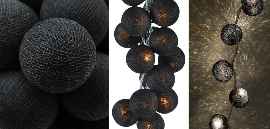 Гирлянда хлопковые фонарики Сotton Ball Ice Black - Loft-Concept в Тюмени