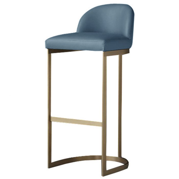 Барный стул Barrel Back Counter Stool Голубой Золотой Барный стул Barrel Back Counter Stool Голубой Золотой в Тюмени | Loft Concept
