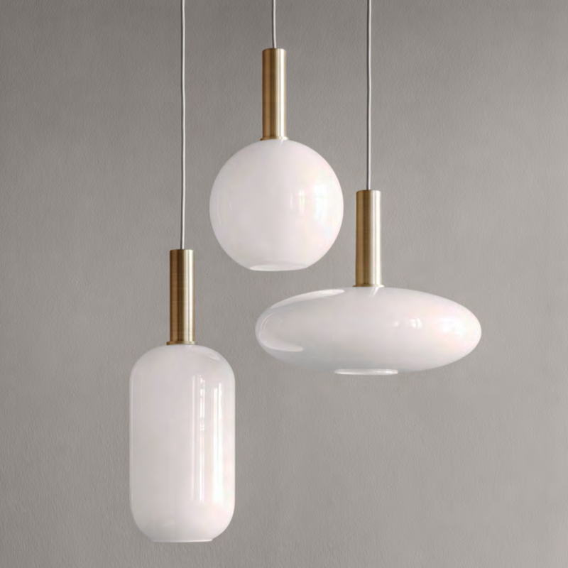 Подвесной светильник Ferm Living Opal Lamp Белый Золотой Подвесной светильник Ferm Living Opal Lamp Белый Золотой в Тюмени | Loft Concept