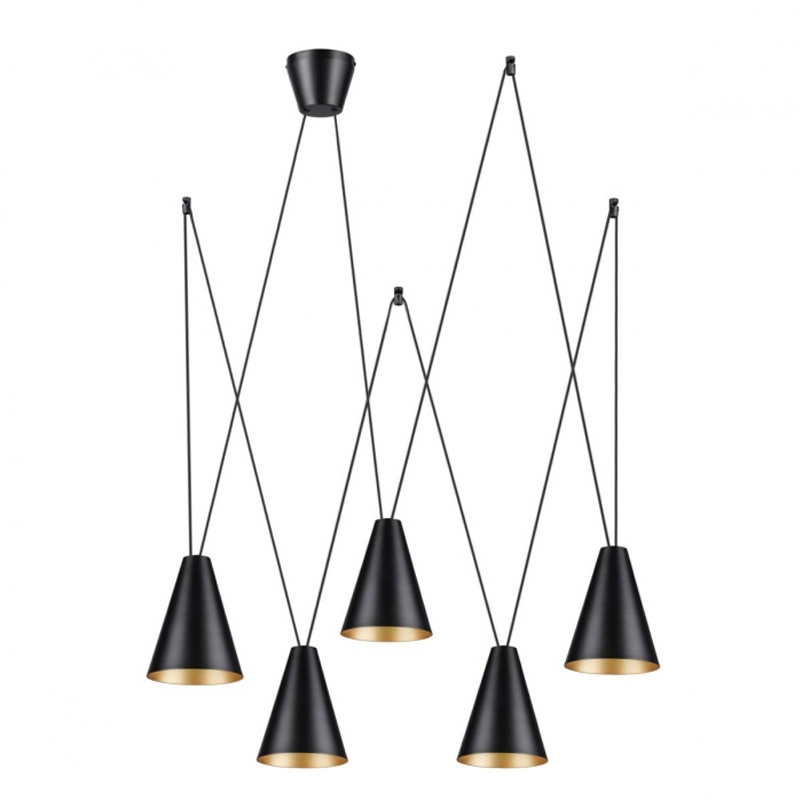 Люстра Brooklyn Lights c Матовыми Плафонами Черный Черный матовый Золотой Люстра Brooklyn Lights c Матовыми Плафонами Черный Черный матовый Золотой в Тюмени | Loft Concept