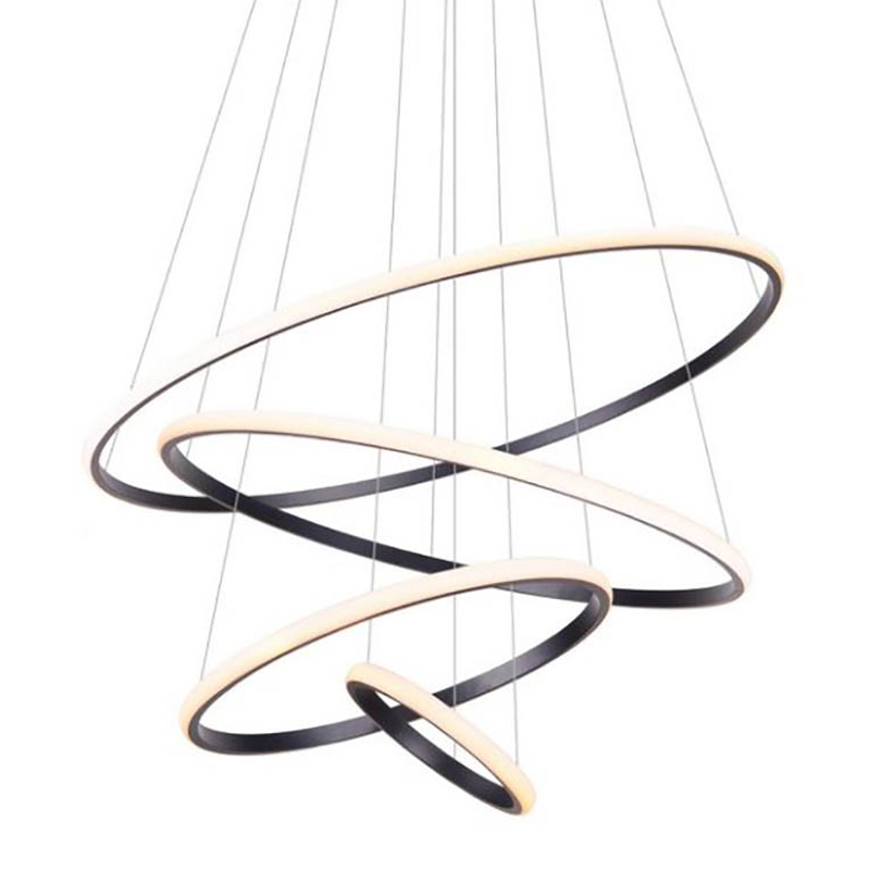Люстра Ring Horizontal Trio black 80+60+40+20 Черный Белый Люстра Ring Horizontal Trio black 80+60+40+20 Черный Белый в Тюмени | Loft Concept