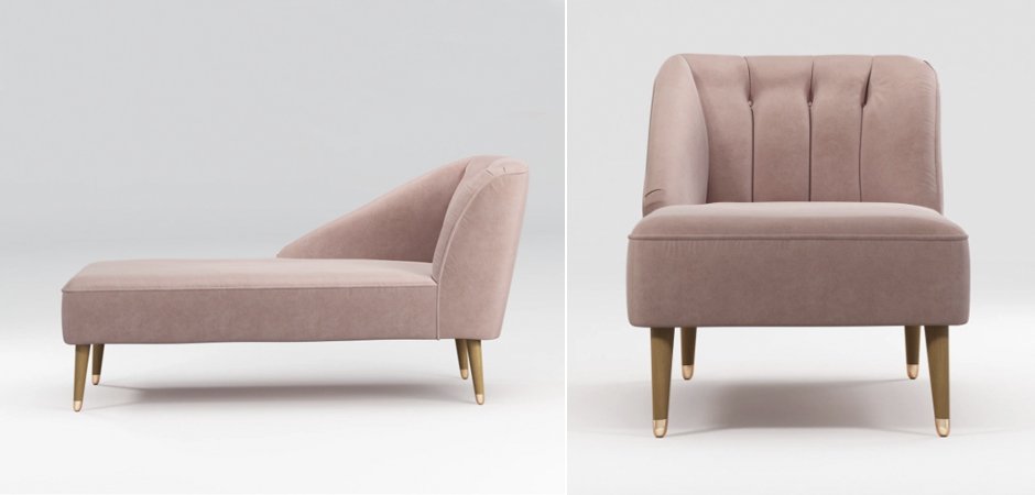 Кушетка Chaise Longue, Pink Cotton Velvet Кушетка Chaise Longue, Pink Cotton Velvet - Loft-Concept в Тюмени