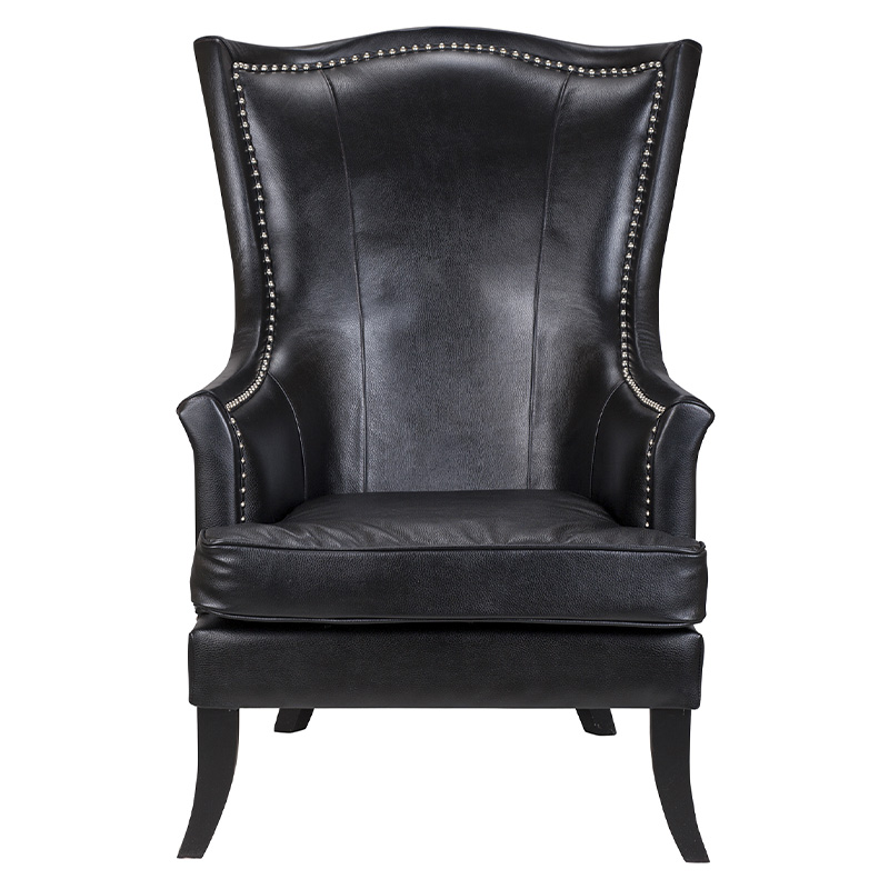 Кресло из натуральной кожи на 4-х деревянных ножках из массива бука Daniel Leather Armchair black Черный Кресло из натуральной кожи на 4-х деревянных ножках из массива бука Daniel Leather Armchair black Черный в Тюмени | Loft Concept