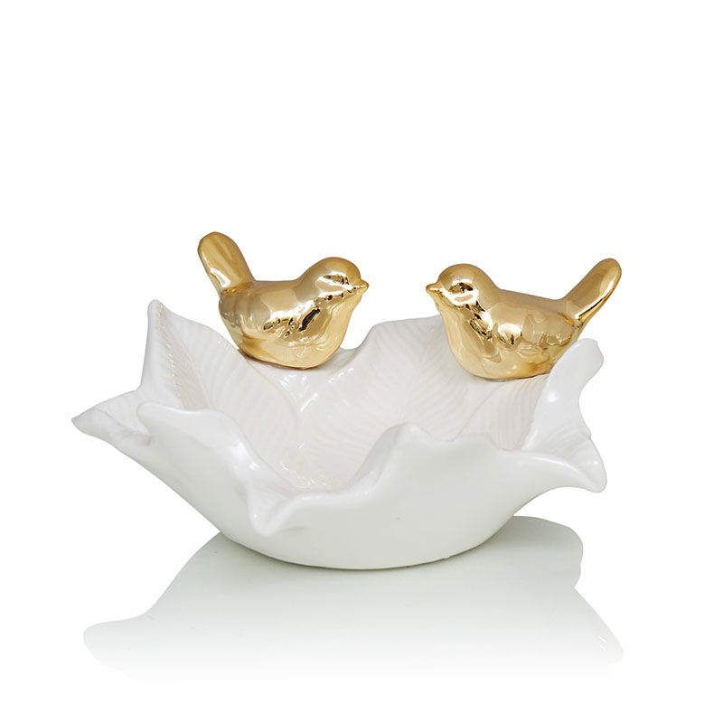 Блюдо Decorative Dish Birds Белый Глянцевое золото Блюдо Decorative Dish Birds Белый Глянцевое золото в Тюмени | Loft Concept