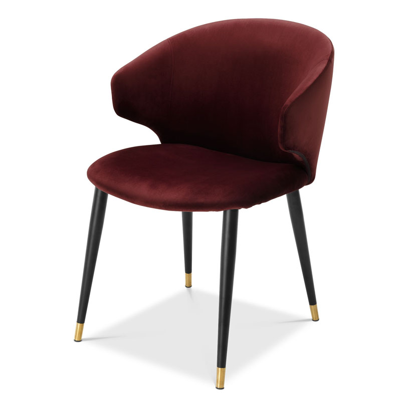 Стул Eichholtz DINING CHAIR VOLANTE burgundy Бургундский красный Черный Золотой Стул Eichholtz DINING CHAIR VOLANTE burgundy Бургундский красный Черный Золотой в Тюмени | Loft Concept