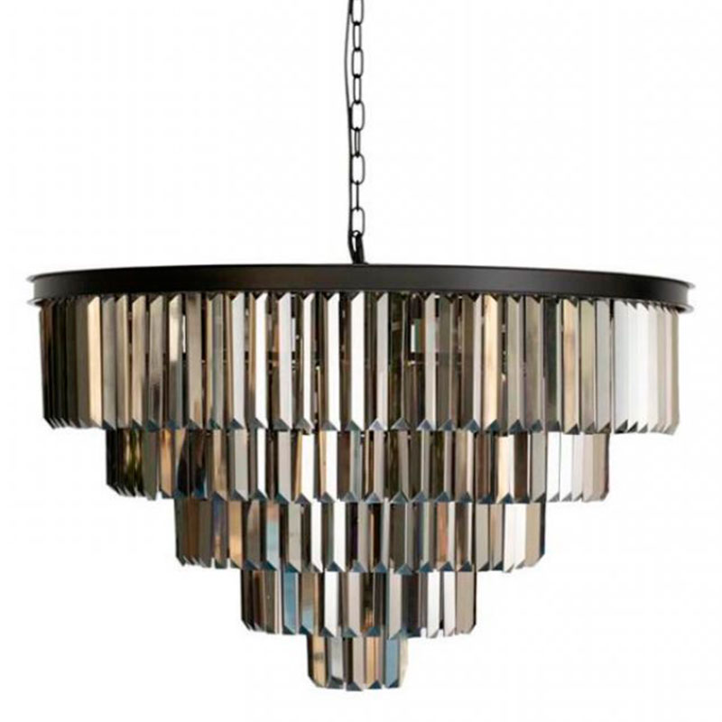 Круглая Люстра RH 1920s Odeon Black iron Five Layers Серое Стекло диаметр 80 см Черный Серый Круглая Люстра RH 1920s Odeon Black iron Five Layers Серое Стекло диаметр 80 см Черный Серый в Тюмени | Loft Concept