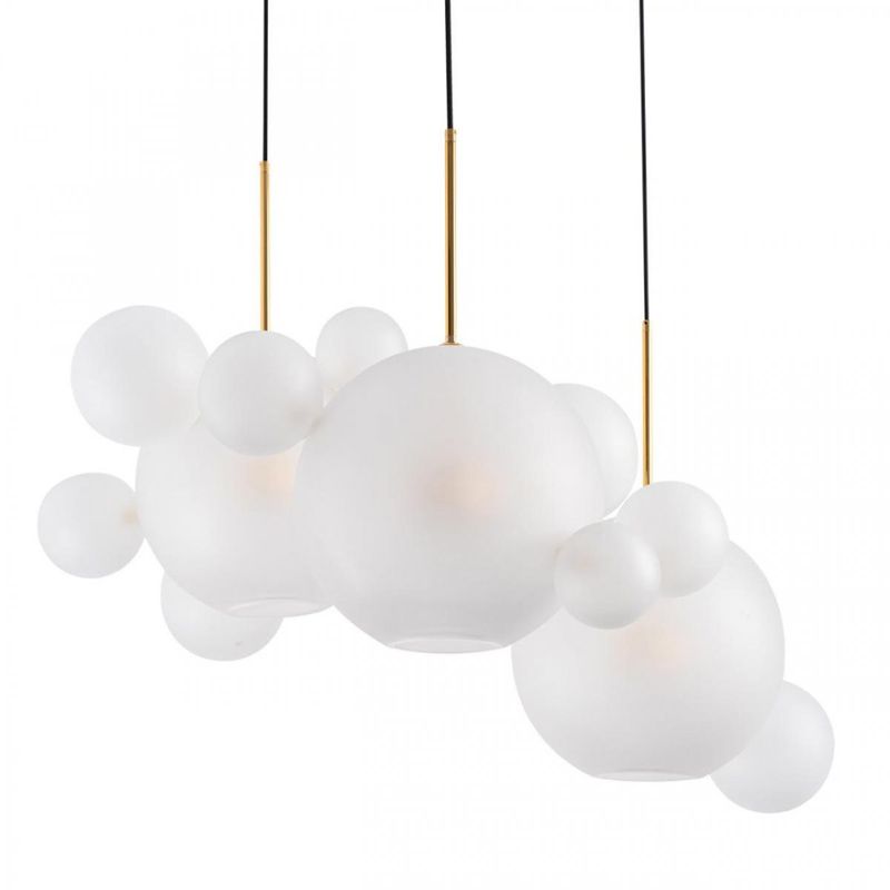 Светодиодный светильник Giopato & Coombes Bollr Bubble Chandelier Circle матовое белое стекло 3 плафона Белый Золотой Светодиодный светильник Giopato & Coombes Bollr Bubble Chandelier Circle матовое белое стекло 3 плафона Белый Золотой в Тюмени | Loft Concept