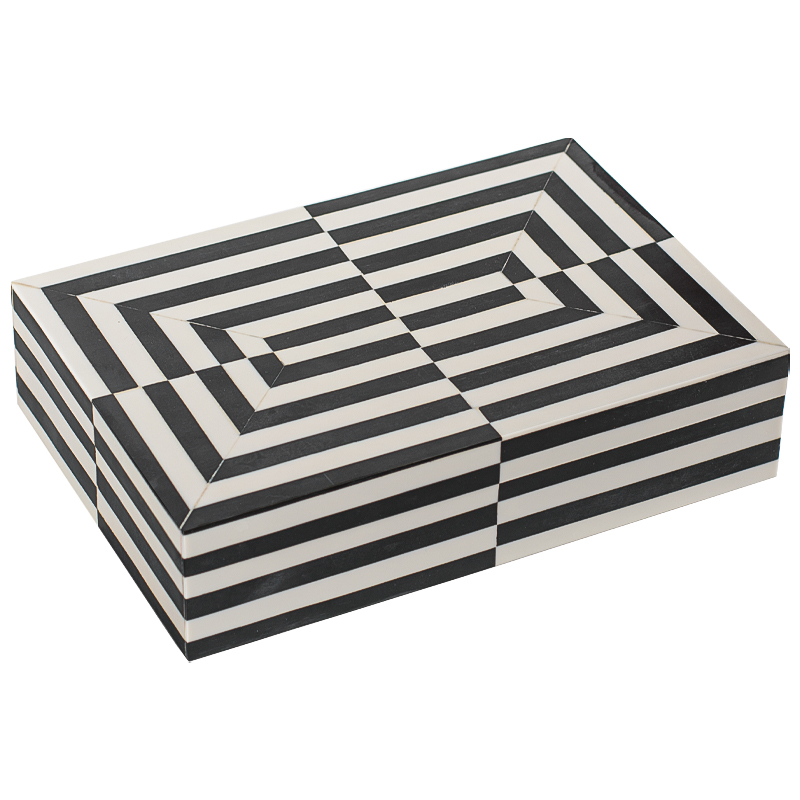 Шкатулка Black White Stripes Bone Inlay Черно-белый Шкатулка Black White Stripes Bone Inlay Черно-белый в Тюмени | Loft Concept