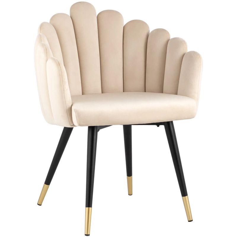 Стул Camellia Chair Бежевый Велюр Бежевый Черный Стул Camellia Chair Бежевый Велюр Бежевый Черный в Тюмени | Loft Concept