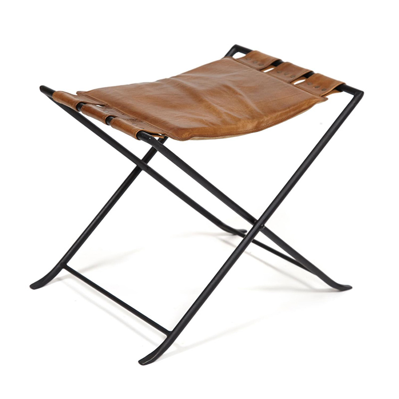 Табурет из кожи буйвола Industrial leather folding stool Коричневый Черный Табурет из кожи буйвола Industrial leather folding stool Коричневый Черный в Тюмени | Loft Concept