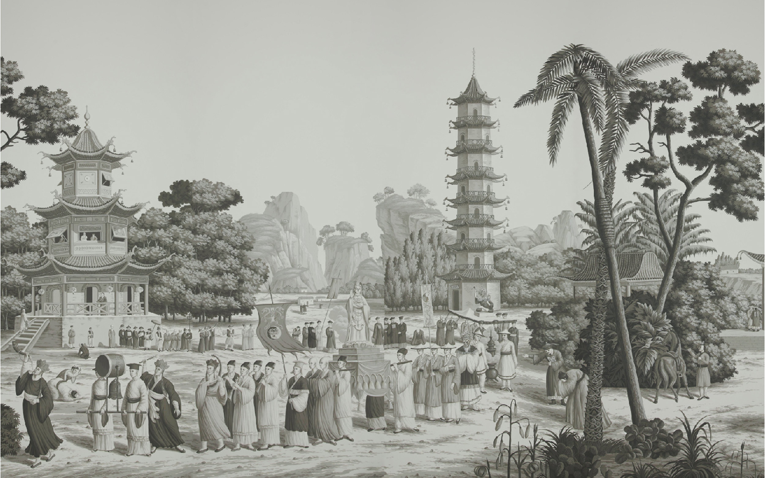 Обои ручная роспись Procession Chinoise Eau Forte on scenic paper Обои ручная роспись Procession Chinoise Eau Forte on scenic paper - постер Loft-Concept в Тюмени