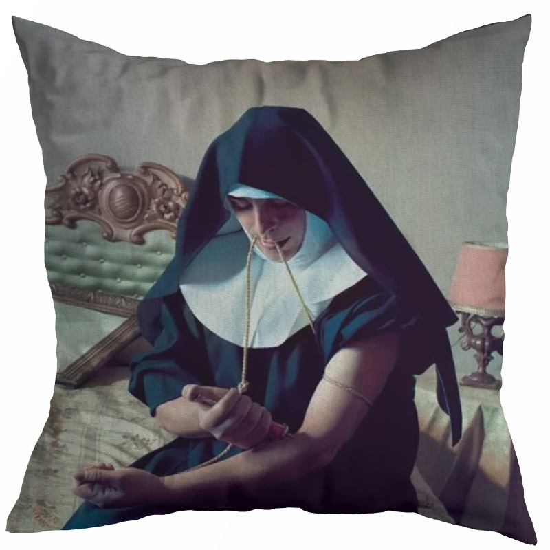 Декоративная подушка Seletti Cushion Nun Бежевый Коричневый Черный Зеленый шалфей Декоративная подушка Seletti Cushion Nun Бежевый Коричневый Черный Зеленый шалфей в Тюмени | Loft Concept