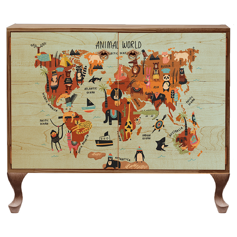 Комод деревянный Animal World Chest of Drawers Коричневый Бежевый Мульти Комод деревянный Animal World Chest of Drawers Коричневый Бежевый Мульти в Тюмени | Loft Concept