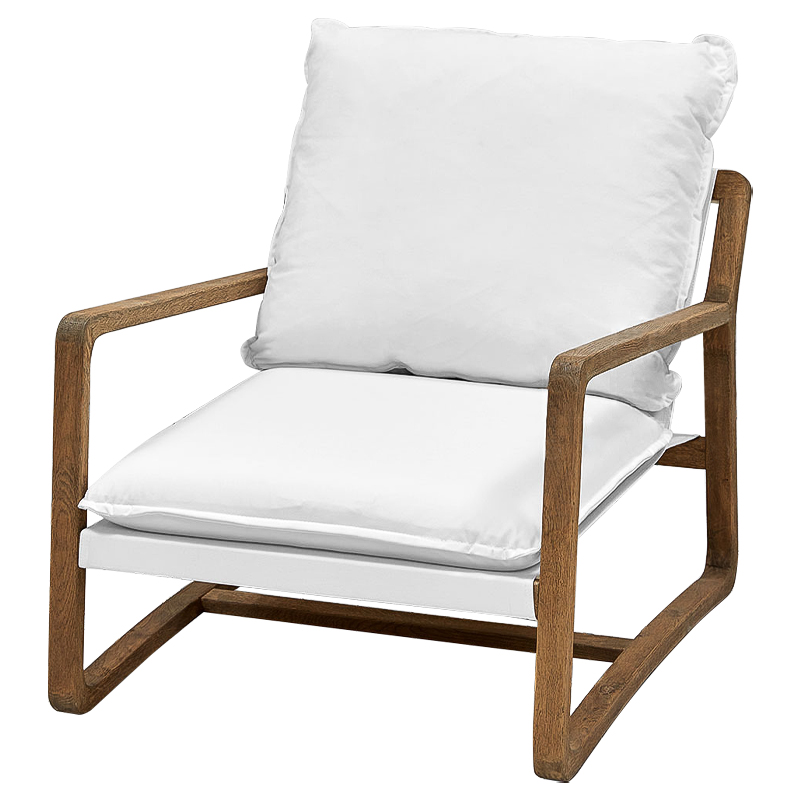 Белое кресло Loan Armchair с каркасом из массива дуба Белый Светлый дуб в Тюмени | Loft Concept 