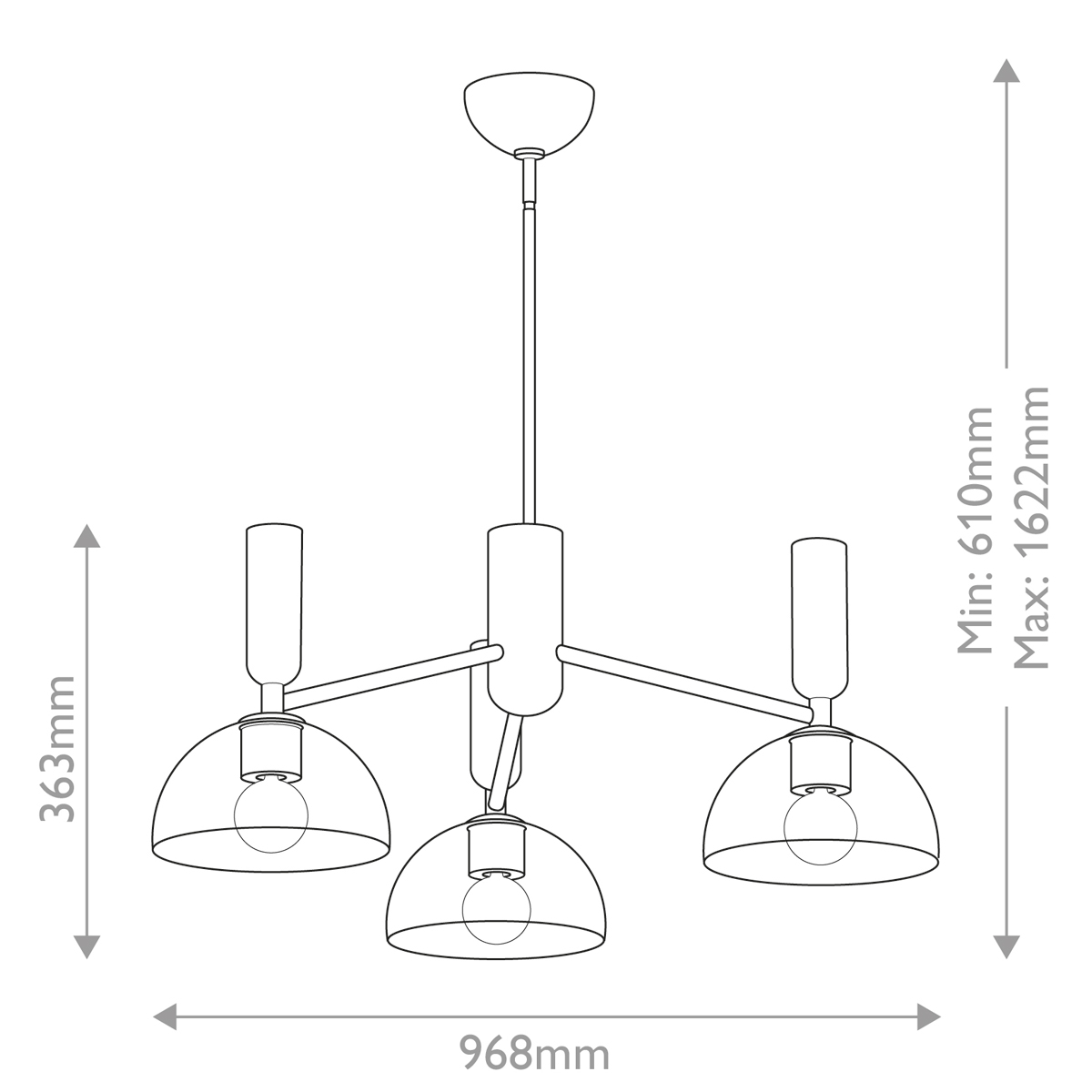 Люстра с 3-мя прозрачными полусферическими плафонами из стекла Alora Mood в Тюмени