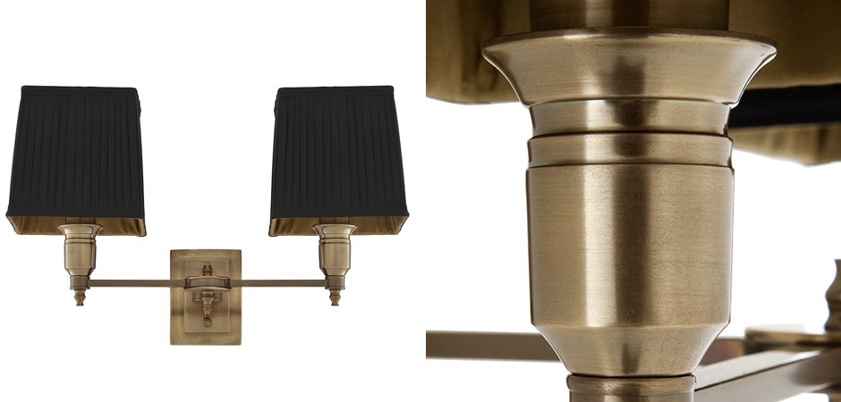 Бра Wall Lamp Lexington Double Brass+Black Бра Wall Lamp Lexington Double Brass+Black - Loft-Concept в Тюмени