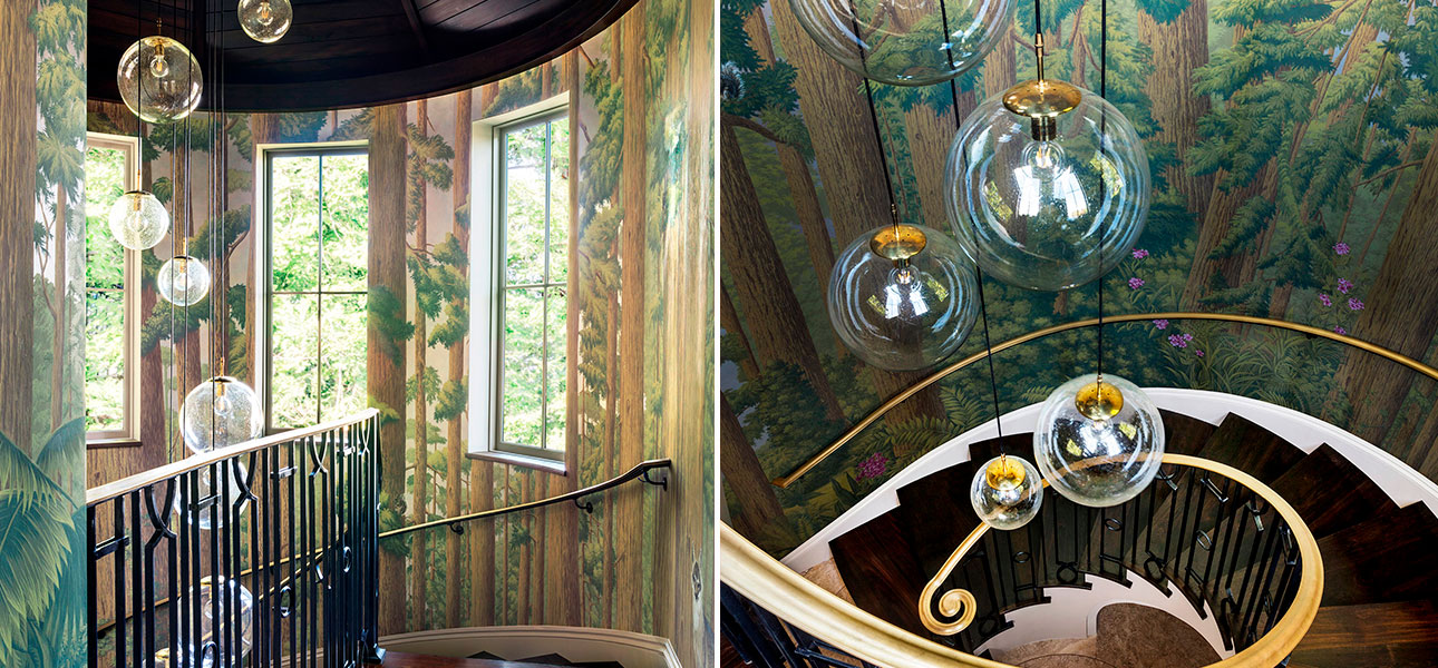 Обои ручная роспись Redwoods Roberts on Brushed Gold gilded paper - фото