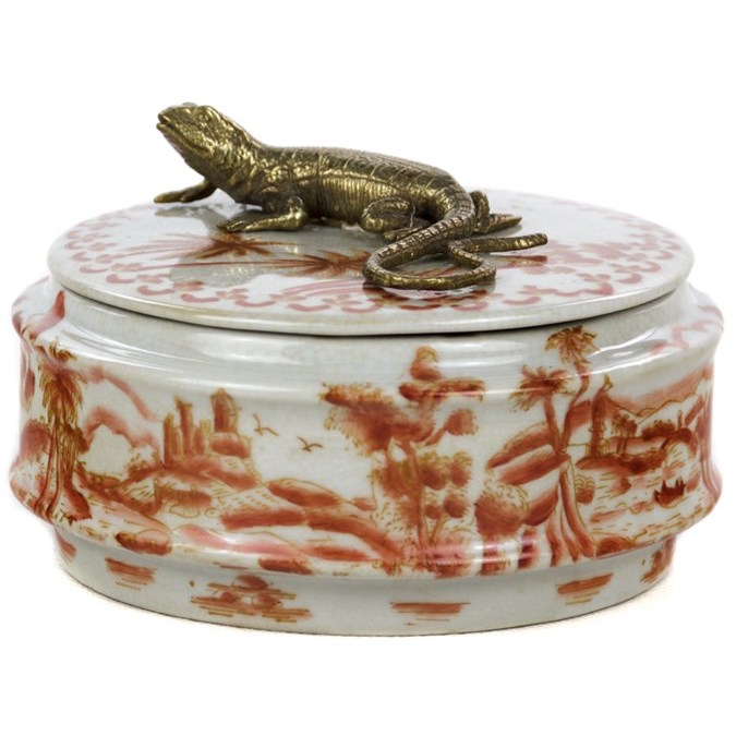 Шкатулка Box Bronze Lizard Chinoiserie Белый Бронза Коралловый Шкатулка Box Bronze Lizard Chinoiserie Белый Бронза Коралловый в Тюмени | Loft Concept