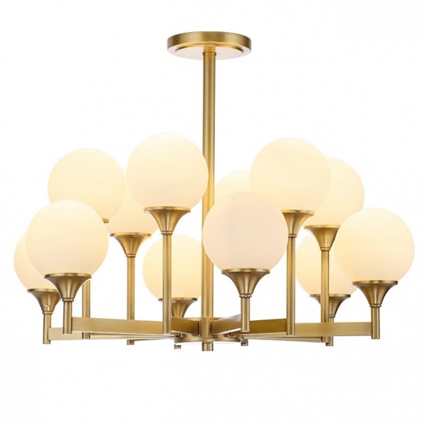 Люстра Ball Valley Chandelier 12 Белый Латунь Люстра Ball Valley Chandelier 12 Белый Латунь в Тюмени | Loft Concept